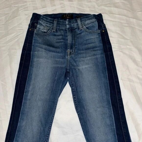 7 For All Mankind 2 Tone Straight Cropped Jeans - Picture 2 of 10